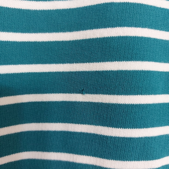 L.L Bean Teal and White striped Rugby Shirt - Picture 7 of 7